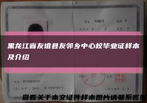 黑龙江省友谊县友邻乡中心校毕业证样本及介绍缩略图