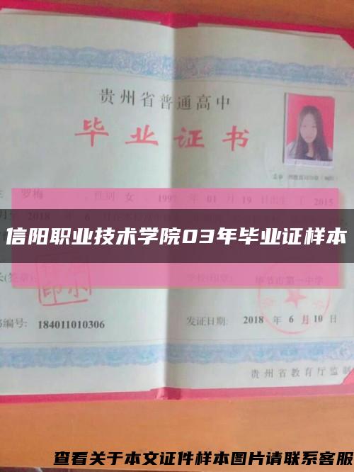 信阳职业技术学院03年毕业证样本缩略图