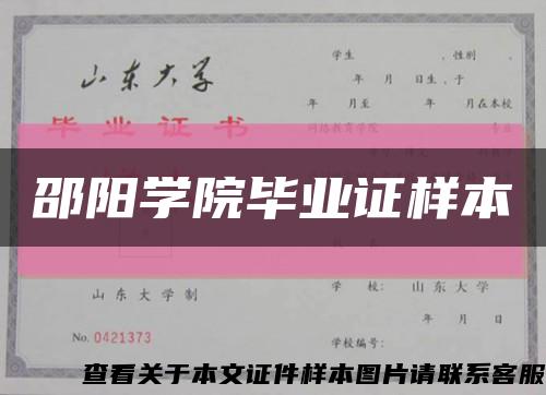 邵阳学院毕业证样本缩略图