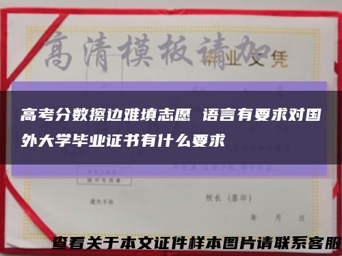 高考分数擦边难填志愿 语言有要求对国外大学毕业证书有什么要求缩略图