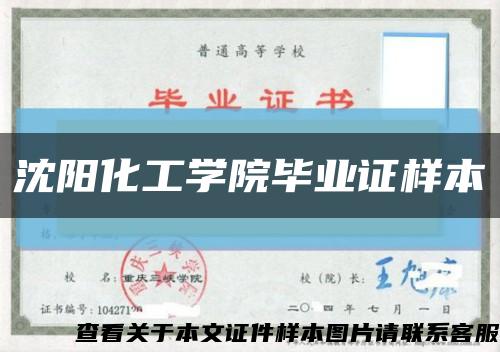 沈阳化工学院毕业证样本缩略图