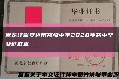 黑龙江省安达市高级中学2020年高中毕业证样本缩略图