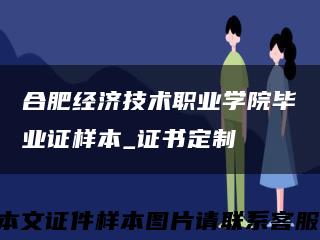 合肥经济技术职业学院毕业证样本_证书定制缩略图