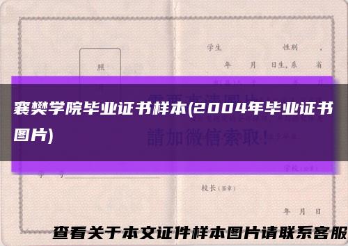 襄樊学院毕业证书样本(2004年毕业证书图片)缩略图