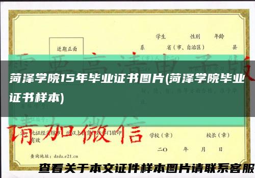 菏泽学院15年毕业证书图片(菏泽学院毕业证书样本)缩略图