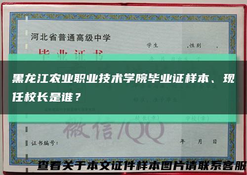 黑龙江农业职业技术学院毕业证样本、现任校长是谁？缩略图