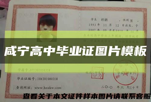咸宁高中毕业证图片模板缩略图