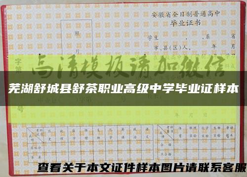 芜湖舒城县舒茶职业高级中学毕业证样本缩略图
