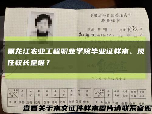 黑龙江农业工程职业学院毕业证样本、现任校长是谁？缩略图