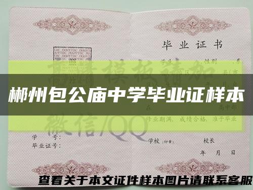 郴州包公庙中学毕业证样本缩略图