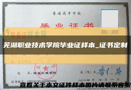 芜湖职业技术学院毕业证样本_证书定制缩略图