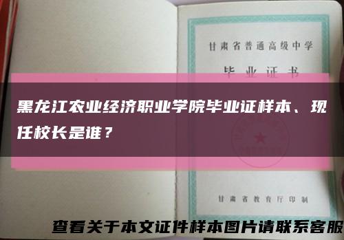 黑龙江农业经济职业学院毕业证样本、现任校长是谁？缩略图