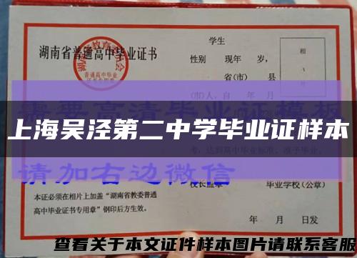 上海吴泾第二中学毕业证样本缩略图