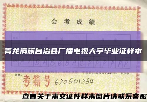 青龙满族自治县广播电视大学毕业证样本缩略图