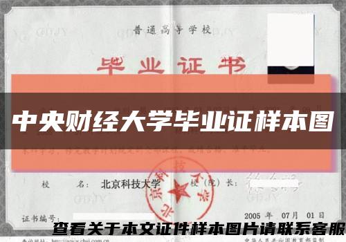 中央财经大学毕业证样本图缩略图