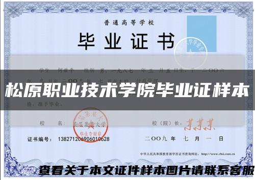 松原职业技术学院毕业证样本缩略图