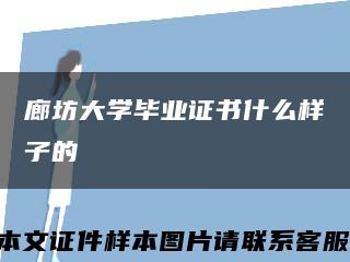 廊坊大学毕业证书什么样子的缩略图