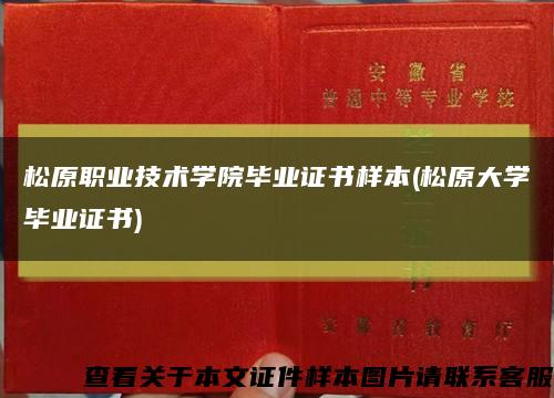 松原职业技术学院毕业证书样本(松原大学毕业证书)缩略图