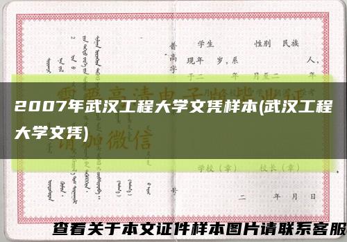 2007年武汉工程大学文凭样本(武汉工程大学文凭)缩略图