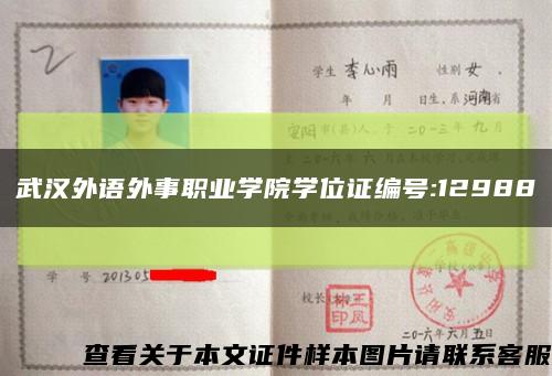 武汉外语外事职业学院学位证编号:12988缩略图