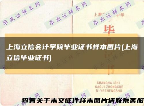 上海立信会计学院毕业证书样本图片(上海立信毕业证书)缩略图