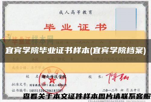 宜宾学院毕业证书样本(宜宾学院档案)缩略图