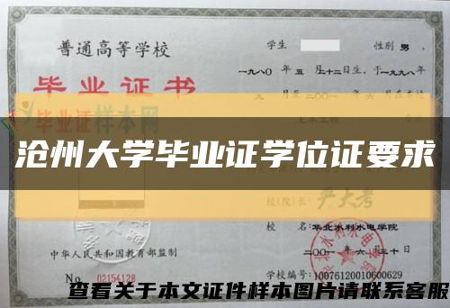沧州大学毕业证学位证要求缩略图