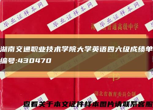 湖南交通职业技术学院大学英语四六级成绩单编号:430470缩略图