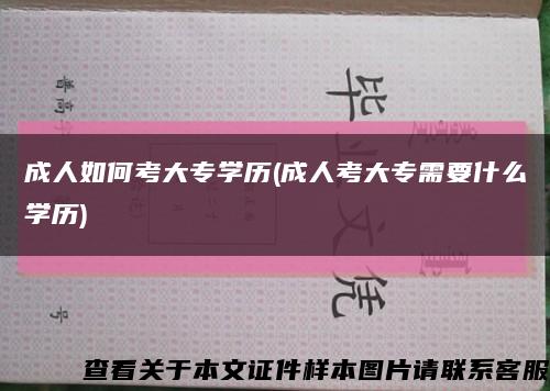 成人如何考大专学历(成人考大专需要什么学历)缩略图