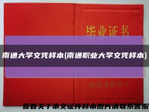 南通大学文凭样本(南通职业大学文凭样本)缩略图