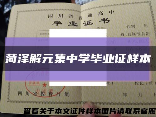 菏泽解元集中学毕业证样本缩略图