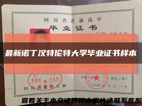 最新诺丁汉特伦特大学毕业证书样本缩略图