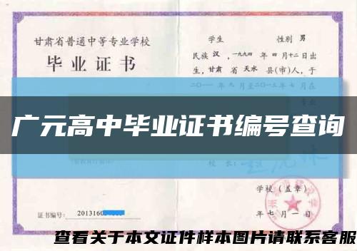 广元高中毕业证书编号查询缩略图