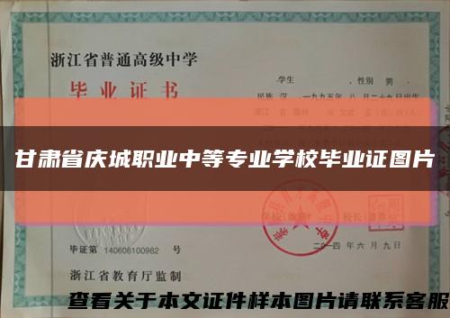 甘肃省庆城职业中等专业学校毕业证图片缩略图