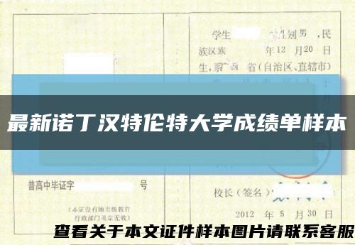 最新诺丁汉特伦特大学成绩单样本缩略图