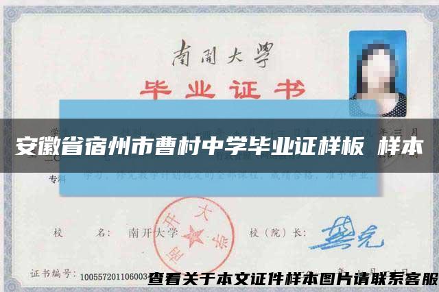 安徽省宿州市曹村中学毕业证样板➢样本➢缩略图