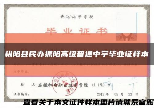 枞阳县民办振阳高级普通中学毕业证样本缩略图