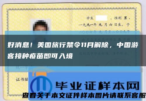 好消息！美国旅行禁令11月解除，中国游客接种疫苗即可入境缩略图