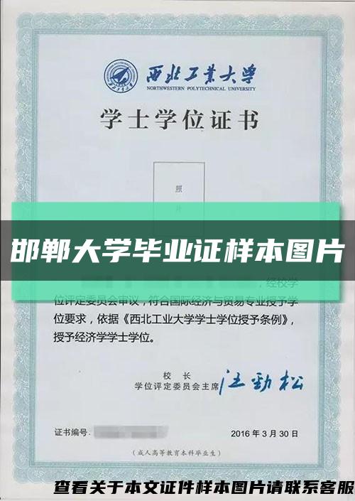 邯郸大学毕业证样本图片缩略图
