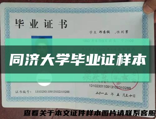 同济大学毕业证样本缩略图