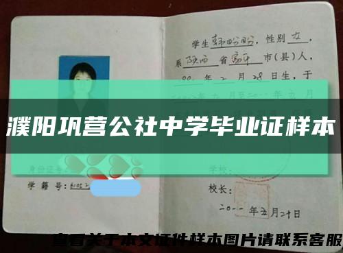 濮阳巩营公社中学毕业证样本缩略图