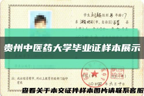 贵州中医药大学毕业证样本展示缩略图