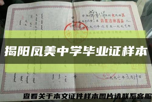 揭阳凤美中学毕业证样本缩略图