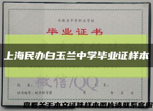 上海民办白玉兰中学毕业证样本缩略图