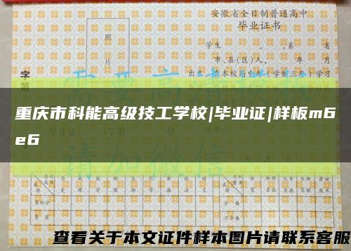 重庆市科能高级技工学校|毕业证|样板m6e6缩略图