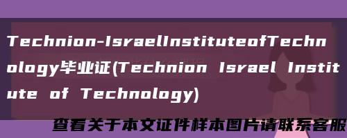Technion-IsraelInstituteofTechnology毕业证(Technion Israel Institute of Technology)缩略图