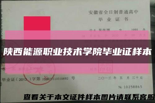 陕西能源职业技术学院毕业证样本缩略图