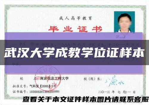 武汉大学成教学位证样本缩略图