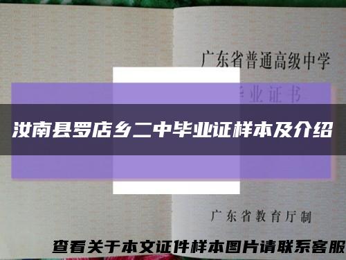 汝南县罗店乡二中毕业证样本及介绍缩略图