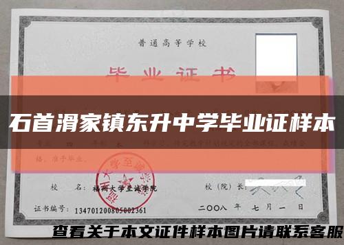 石首滑家镇东升中学毕业证样本缩略图